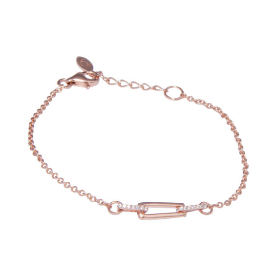 Rose Gold Plated Silver Cubic Zirconia Inlaid Bracelet