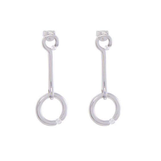 Silver Earring Inlaid with Cubic Zirconia
