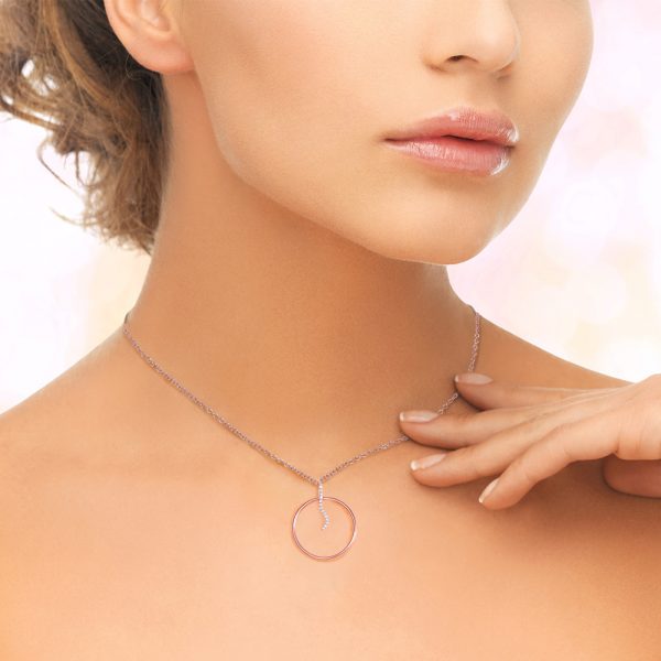 Rose Gold plated Silver Circle Necklace