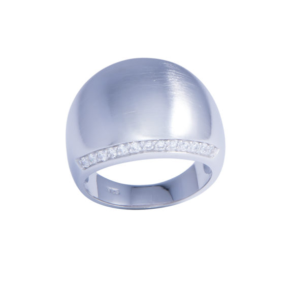Cubic Zirconia Bordered Silver Ring