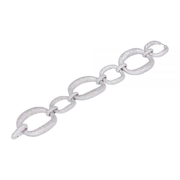 Silver Bracelet With Pave Cubic Zirconia
