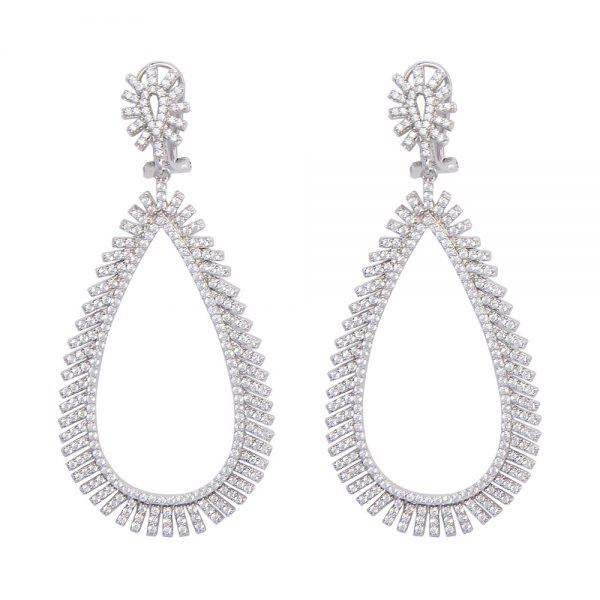 Silver statement Earrings with cubic zirconia