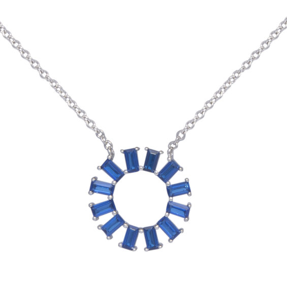 Sapphire Blue Cubic Zirconia Silver Pendant Necklace