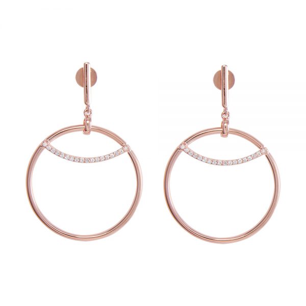 Rose Gold Plated Silver Earrings with Cubic Zirconia