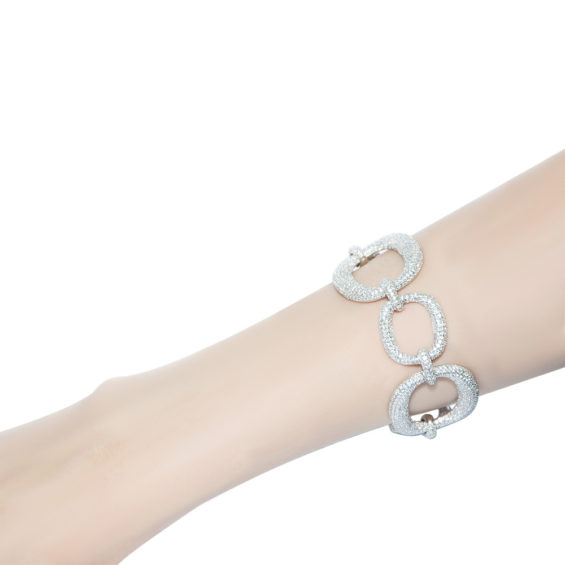 Silver Bracelet With Pave Cubic Zirconia