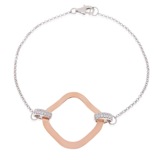 Rose Gold plated Silver Two toned Bracelet with cubic zirconia