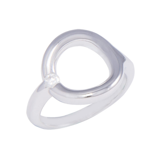 Cubic Zirconia Polished Silver Ring