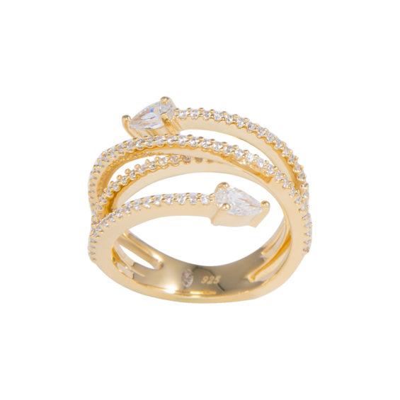 Yellow Gold Plated Cubic Zirconia Ring