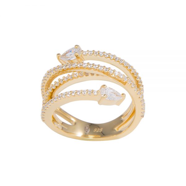 Yellow Gold Plated Cubic Zirconia Ring