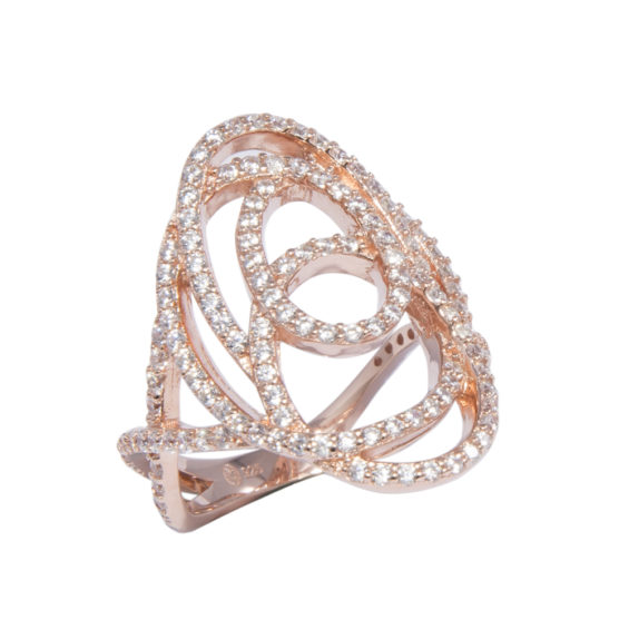 Rose Gold Plated Cubic Zirconia inlaid Silver Ring