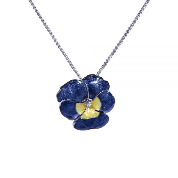 Blue and Yellow Pansy Pendant