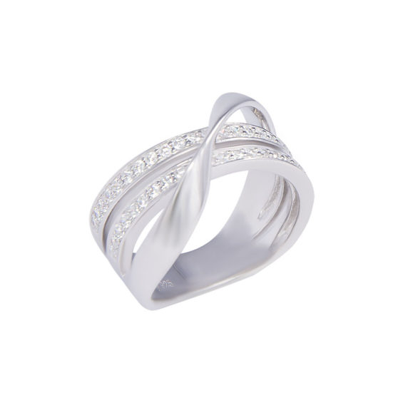 Crossover silver ring