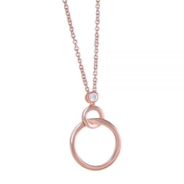 Rose Gold Plated Silver Solitaire Circle Pendant