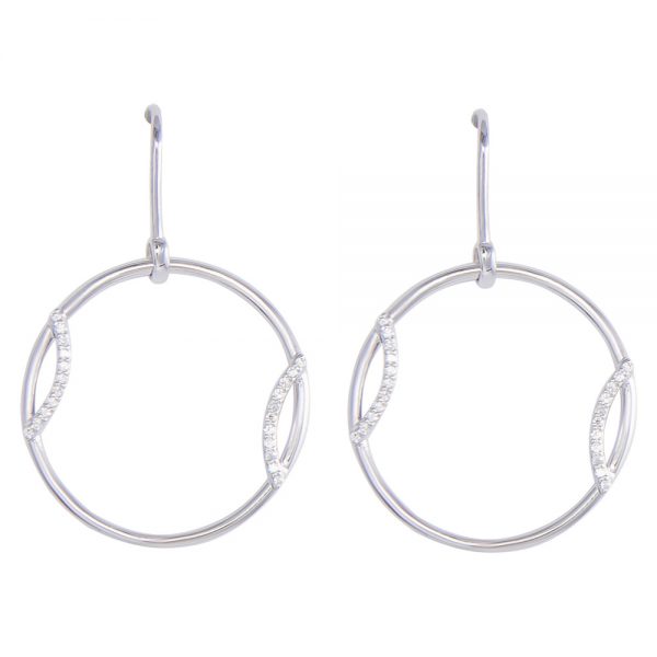 Silver Circle Earrings with Cubic Zirconia
