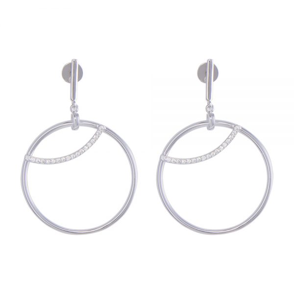 Silver Earring Circle with Cubic Zirconia inlay