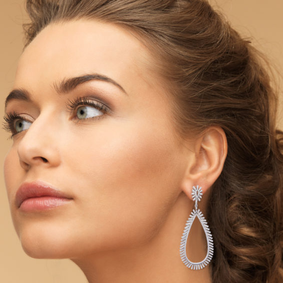 Silver statement Earrings with cubic zirconia