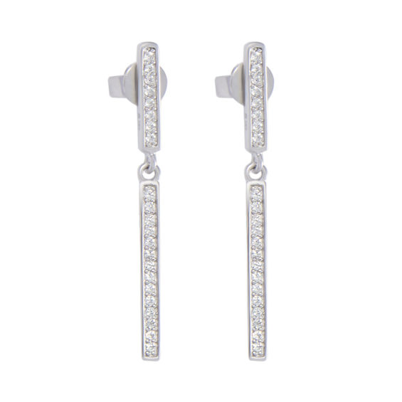 Contemporary Silver Earrings with cubic zirconia