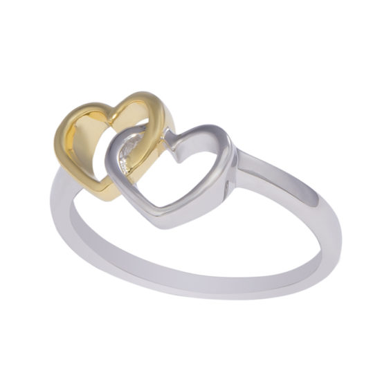 Yellow Gold Plated Intertwined Heart Ring