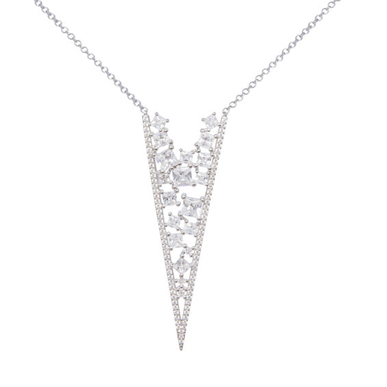 Cubic Zirconia Silver Pendant Necklace