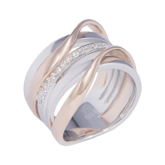 Silver and Rose Gold Plated Ring