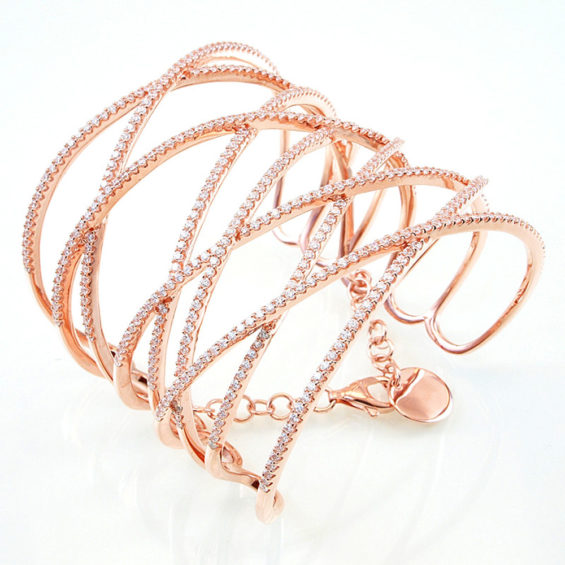 Rose Gold plated Silver Cubic Zirconia  Bangle