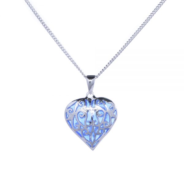 Blue Glass Heart Pendant