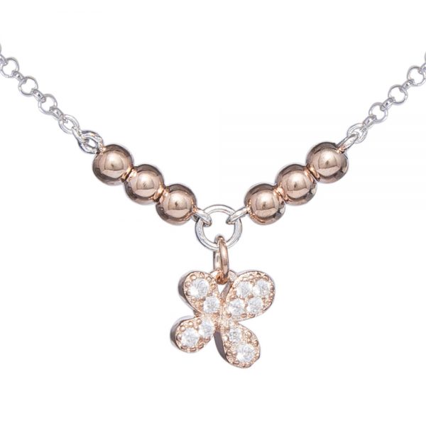 Delicate Rose Gold Plated Silver Cubic Zirconia Clover Bracelet