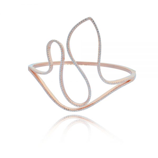 Rose Gold Plated Contemporary Silver Bangle