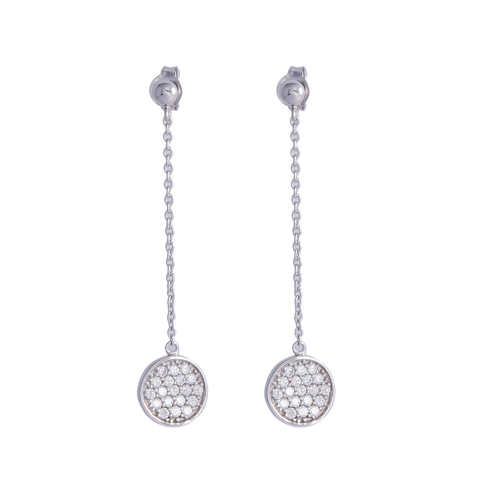 Silver Drop Earrings with Cubic Zirconia - SarahGargash