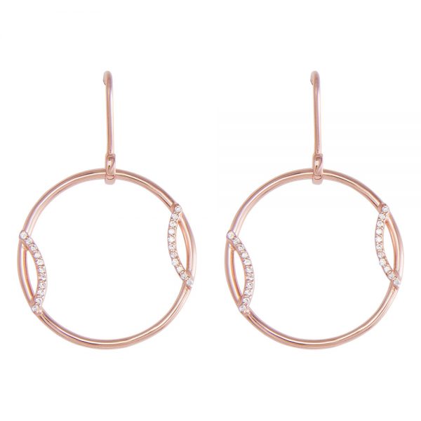 Rose Gold Plated Silver Circle Earrings with Cubic Zirconia